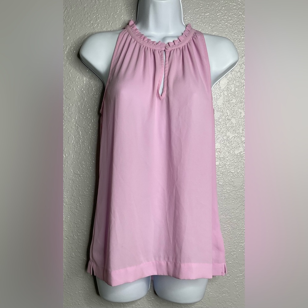 J.CREW Sleeveless ruffle neckline with keyhole top slit @ hem sz 2 in dusty pony